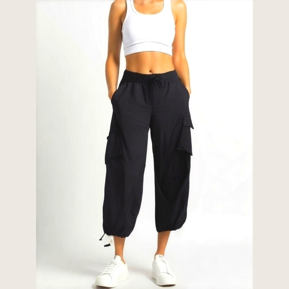 Casei Pants - Casei Black Nylon Baggy Cargo Pants M